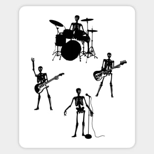 Skeleton Band - Music Tee (Guitar, Bass, Drums, Vocals) Gifts For Musicians Sticker